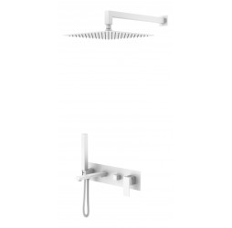 Boheme Смеситель встроенный + верхний душ+ ручной душ,налив воды Qubic Matt White 474-MW