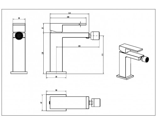 Boheme Смеситель для биде Qubic Gunmetal 476-GM