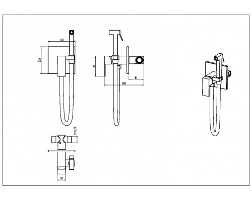 Boheme гигиенический душ, cмеситель гигиенический Qubic Matt Black 477-B