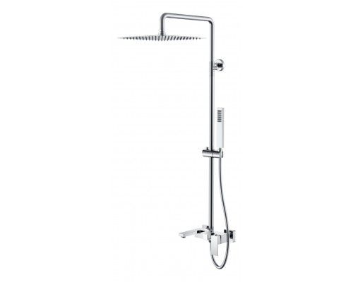 Boheme Стойка для душа с наливом, верхний душ латунь 30см Qubic Chrome 478-CR