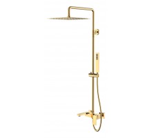 Boheme Стойка для душа с наливом, верхний душ латунь 30см Qubic Gold 478-G