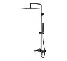 Boheme Стойка для душа с наливом, верхний душ латунь 30см Qubic Matt Black 478-B