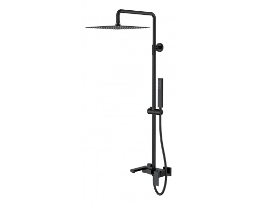 Boheme Стойка для душа с наливом, верхний душ латунь 30см Qubic Matt Black 478-B