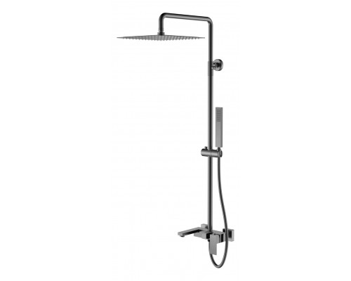Boheme Стойка для душа с наливом, верхний душ латунь 30см Qubic Gunmetal 478-GM