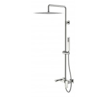 Boheme Стойка для душа с наливом, верхний душ латунь 30см Qubic Nickle Brush 478-NB Boheme Стойка для душа с наливом, верхний душ латунь 30см Qubic Nickle Brush 478-NB