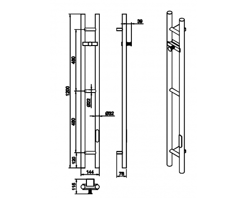 Полотенцесушитель электрический Boheme 2-трубы круглый GUN METAL