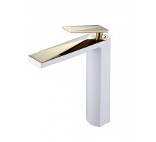 Boheme высокий Смеситель для умывальника БЕЛЫЙ+ЗОЛОТО 382-W