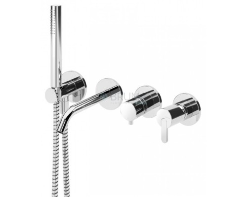 Смеситель скрытого монтажа, с наливом на ванну и ручным душем Elo Leaf 167 210 8ST Satinox