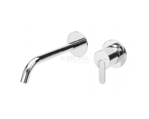 Смеситель для раковины на 2 отверстия, настенный. Длина излива 150 мм Leaf 167 012 0MM Morning Mist