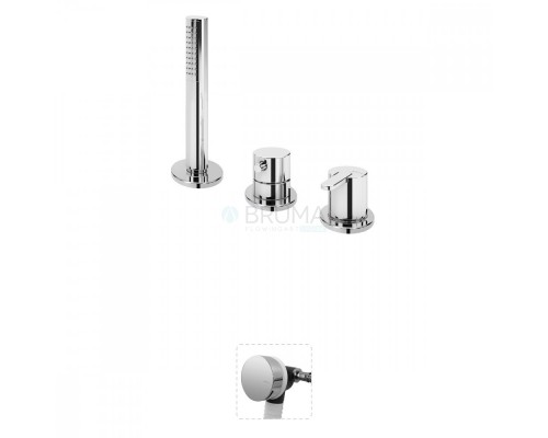 Смеситель на борт ванны, с ручным душем Elo, и наливом через сифон Leaf 167 521 1CR Chrome