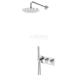 Душевой набор термостатический, скрытого монтажа, душевая лейка UltraThin Ø250 мм. из латуни, и ручным душем Elo - VenusQ Leaf 187 593 1ST Satinox