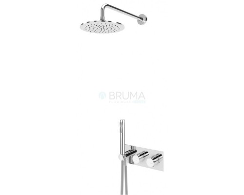 Душевой набор термостатический, скрытого монтажа, душевая лейка UltraThin Ø250 мм. из латуни, и ручным душем Elo - VenusQ Leaf 187 593 1ST Satinox