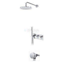 Душевой набор термостатический, скрытого монтажа, с стальной душевой лейкой Ø250 мм, наливом на ванну через сифон - VenusQ Leaf 187 413 1NS Night sky