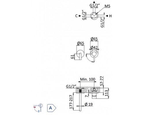 Внешняя часть для раковины. Длина излива 170мм Lusitano Gunmetal