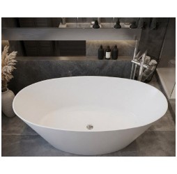 Ванна отдельностоящая Аликанте Альмерия - 1600, Белый матовый овальная Solid Surface