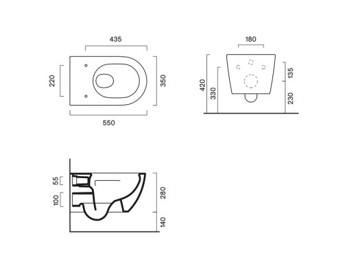 Catalano Sfera Унитаз подвесной 55x35см, безободковый, смыв Tornado, покрытие Twinglaze+, цвет: Sabbia Satinato
