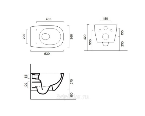 Унитаз подвесной белый Catalano Alvea 52x37 с крышкой плавного опускания (торнадо смыв)