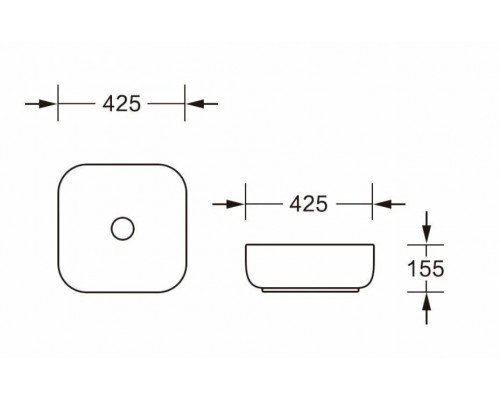 Раковина накладная, квадратная 42,5*42,5*15, белый, CR0010