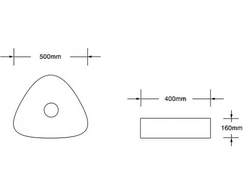 Раковина накладная, треугольная 50*40*16, белый, CR0021C