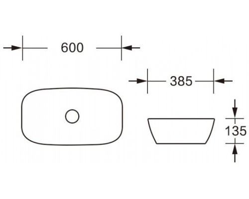 Раковина накладная, прямоугольная 60*38,5*13,5, белый, CR0063