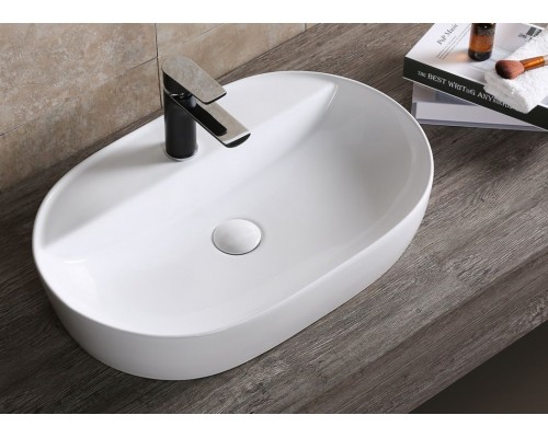 Раковина  накладная, белая, овальная, с отверстием под смеситель 60х40х12 CR0074