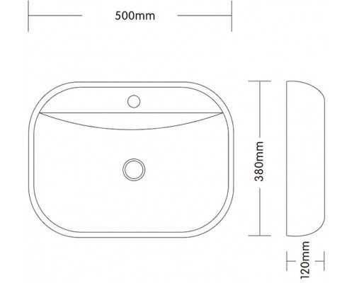 Раковина накладная, овальная, с отверстием под смеситель 50*38*12, белый, CR0076