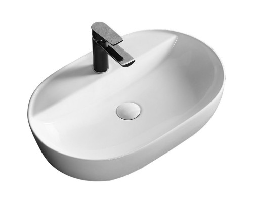Раковина накладная, овальная, с отверстием под смеситель 50*38*12, белый, CR0076