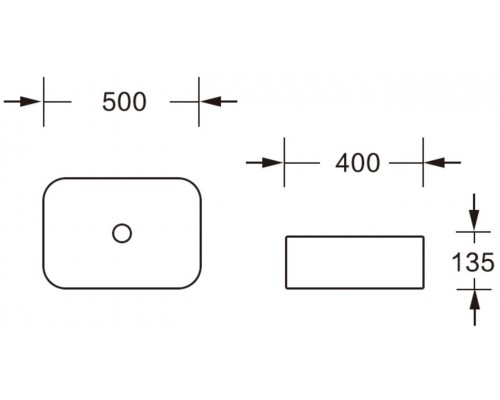 Раковина накладная, прямоугольная 50*40*13,5, белый, CR0084