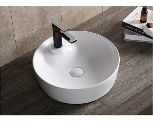 Раковина накладная, круглая, с отверстием под смеситель 44*44*13, белый, CR0090