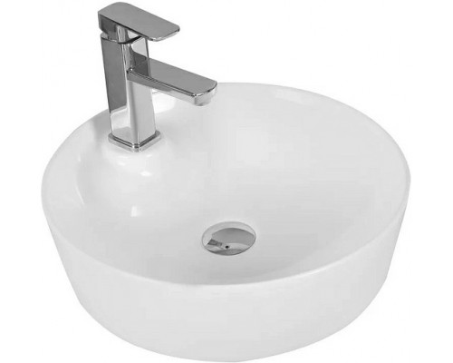 Раковина накладная, круглая, с отверстием под смеситель 44*44*13, белый, CR0090