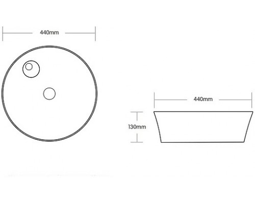 Раковина накладная, круглая, с отверстием под смеситель 44*44*13, белый, CR0090