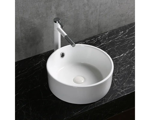 Раковина накладная, круглая, с переливом 42*42*17, белый, CR7022