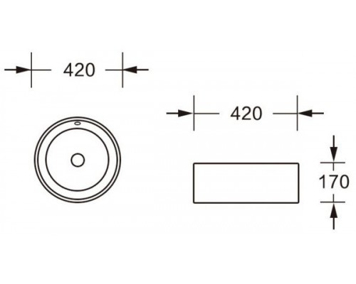 Раковина накладная, круглая, с переливом 42*42*17, белый, CR7022