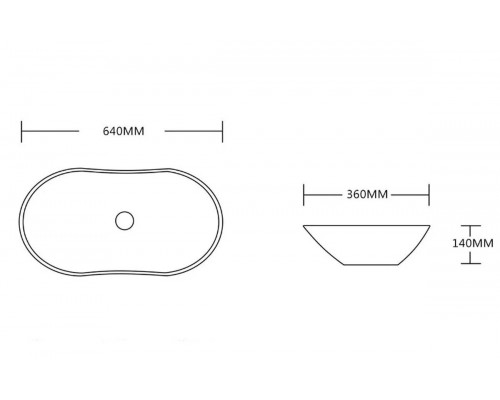 Раковина накладная, овал, 64*36*14, белый, CR7031B