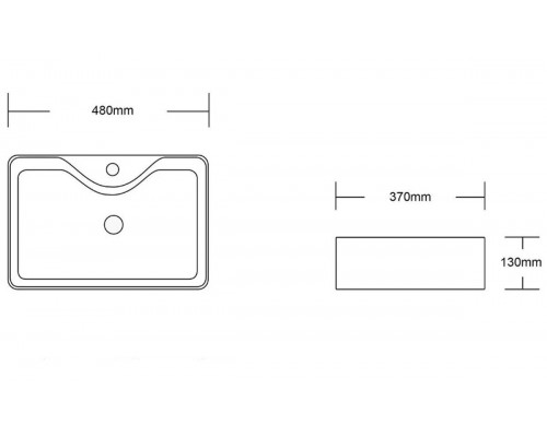 Раковина накладная, прямоугольная 48*37*13, белый, CR7051