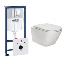 Унитаз с инсталляцией Grohe,  38772001 и Комплект Roca Gap A34647L000 с крышкой Slim Soft Close A801472003  Унитаз с инсталляцией Grohe,  38772001 и Комплект Roca Gap A34647L000 с крышкой Slim Soft Close A801472003