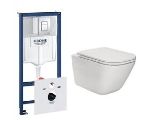 Унитаз с инсталляцией Grohe,  38772001 и Комплект Roca Gap A34647L000 с крышкой Slim Soft Close A801472003