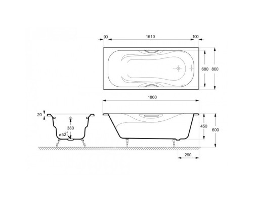 Ванна чугунная Delice Malibu 180х80х42 DLR230610