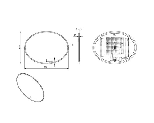 Зеркало Esbano 2073RDO с подсветкой 78x58