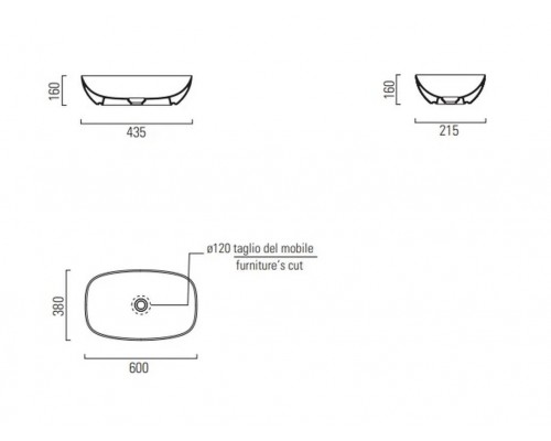 GSI 978311 NUBES Раковина 60х38, накладная, цвет белый