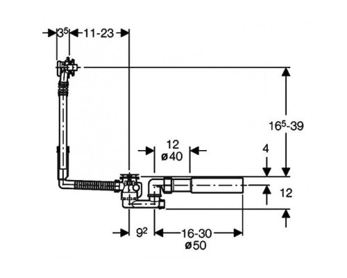 150.525.21.6 Слив-перелив Geberit, d52, длина 73 см, с декоративным комплектом: Глянцевый хром