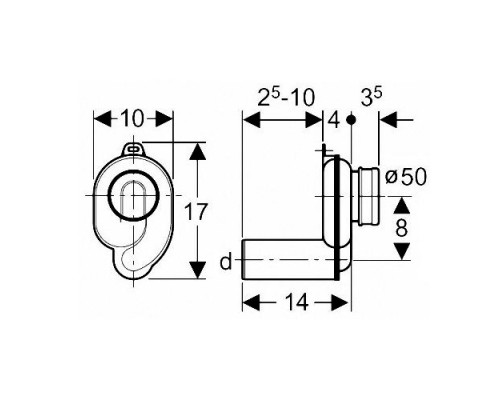 152.950.11.1 Geberit Сифон для писсуара, горизонтальный, d50 (аналог 152.983.00.1)
