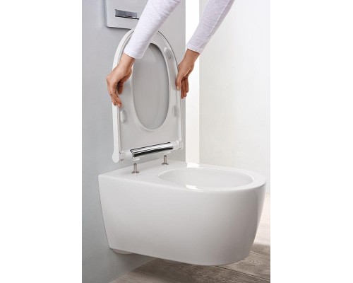 500.202.01.1 Подвесной унитаз Geberit ONE, закрытая форма, TurboFlush, с сиденьем, хром