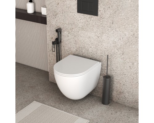 Унитаз Grossman Tornado GR-4455 SQC подвесной, безободковый, смыв Торнадо, с сиденьем микролифт, цвет белый глянцевый 49x34x38,5