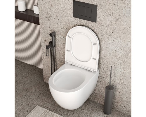 Унитаз Grossman Tornado GR-4455 SQC подвесной, безободковый, смыв Торнадо, с сиденьем микролифт, цвет белый глянцевый 49x34x38,5