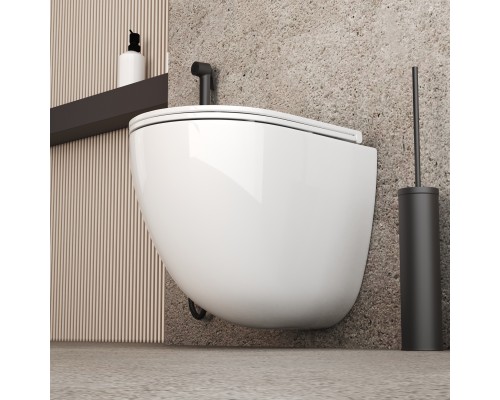 Унитаз Grossman Tornado GR-4455 SQC подвесной, безободковый, смыв Торнадо, с сиденьем микролифт, цвет белый глянцевый 49x34x38,5