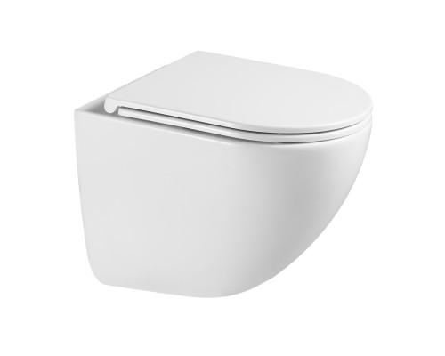 Унитаз Grossman Tornado GR-4455 SQC подвесной, безободковый, смыв Торнадо, с сиденьем микролифт, цвет белый глянцевый 49x34x38,5