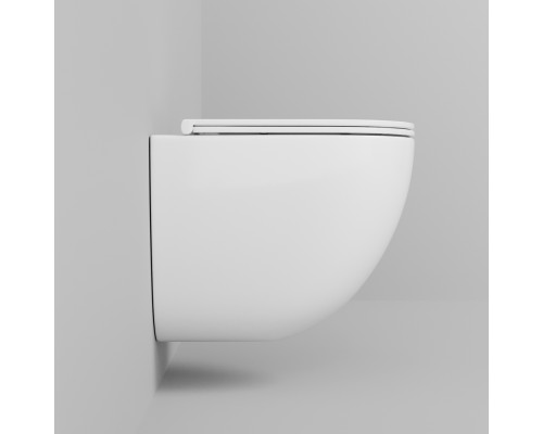 Унитаз Grossman Tornado GR-4455 SQC подвесной, безободковый, смыв Торнадо, с сиденьем микролифт, цвет белый глянцевый 49x34x38,5