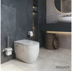 Приставной импульсный унитаз Grossman, крышка тонкая микролифт, белый, GR-PR-5502