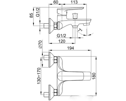 KFA Armatura Смеситель TANZANIT для ванны 5024-010-00